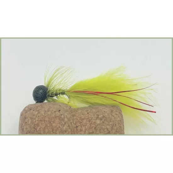 Barbless Booby Flash Damsel Olive / Red