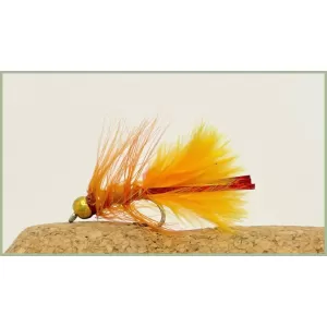Barbless Mini Goldhead Flash Damsel - Orange/Red