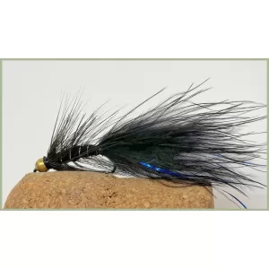 Barbless Goldhead Black Blue Flash Damsel