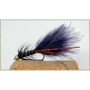 Barbless Goldhead Black Red Flash Damsel