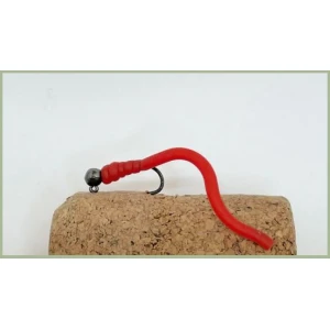 Barbless Tungsten Bead Squirminator Red