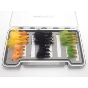 24 Barbless Goldhead Flash Damsel Box Set, Standard & Mini - 3 Colours