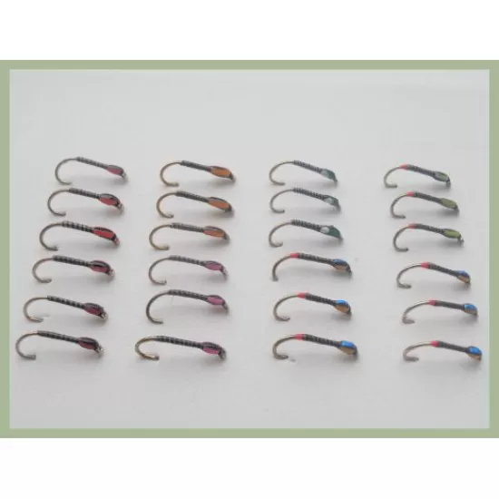 24 Barbless Quill Buzzer Flies - Full Colour Range