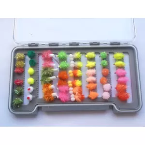 48 Mixed Egg / Blob Flies, Named in description