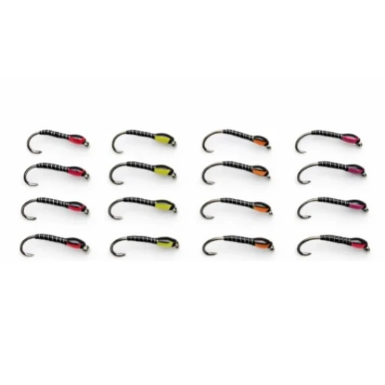 16 Barbless Quill Buzzers - Pink, Red, Yellow, Orange