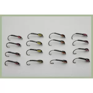 16 Barbless Quill Buzzers - Pink, Red, Yellow, Orange