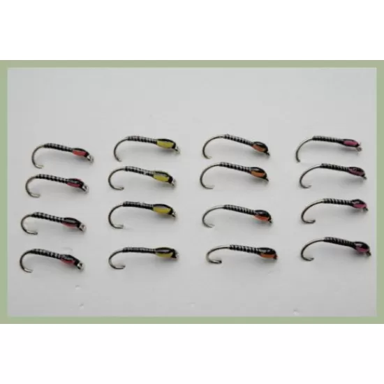 16 Barbless Quill Buzzers - Pink, Red, Yellow, Orange