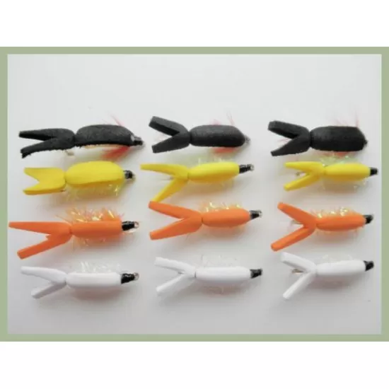 12  Coloured Float fry - White, Yellow, Orange and Black