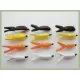 12  Coloured Float fry - White, Yellow, Orange and Black