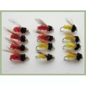 12 Goldhead Winged Montana - Red & Yellow