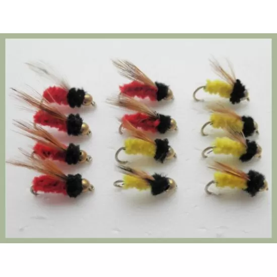 12 Goldhead Winged Montana - Red & Yellow