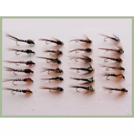 24 Pheasant tail Nymph - Hothead, Tungsten, GH, Unweighted