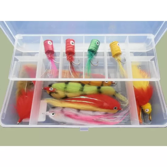 12 Pike Flies in a Mini Cantilever Box 