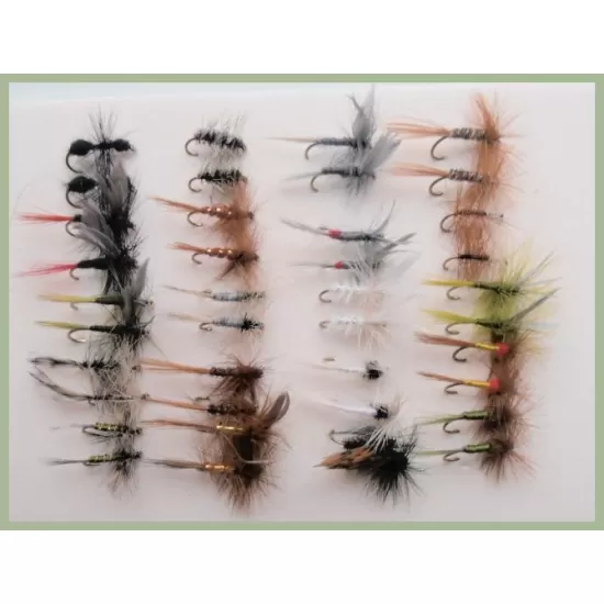 40 Hackled Dry Flies