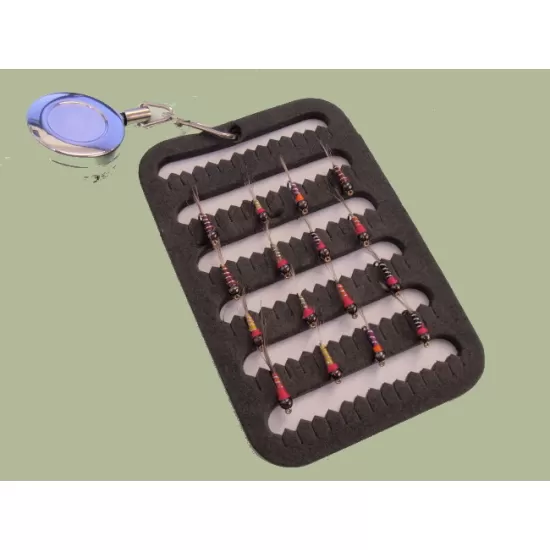 16 Tungsten Perdigon Nymph on a Fly Patch with a Zinger