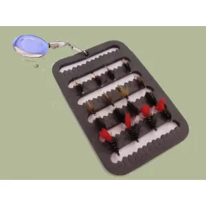 16 Named Hackled Wet Flies on a Fly Patch with a Zinger