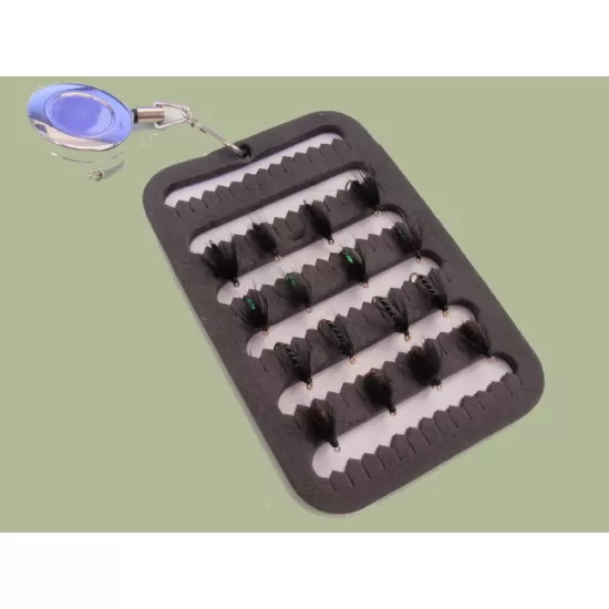 16 Wet Spider Patterns Flies on a Fly Patch with a Zinger