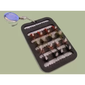 16 Parachute Flies on a Fly Patch with a Zinger