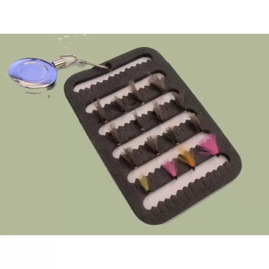 16 CDC F Flies - inc Coloured Wing on a Fly Patch with a Zinger