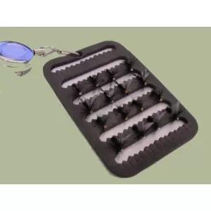 16 Dries - Gnat, Spider, Ant, Midge - on a Fly Patch with a Zinger