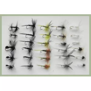 30 Mixed Barbless Dry Flies, 10 Varieties