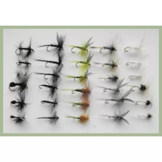 30 Mixed Barbless Dry Flies, 10 Varieties
