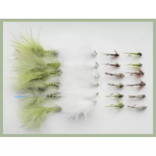 24 Barbless Winter Top Sellers -  Goldhead Olive Damsels, Cats, GH Nymphs, Tungsten Nymphs