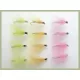 12 Mixed Coloured Wing CDC F  Flies - Olive, Pink, Orange