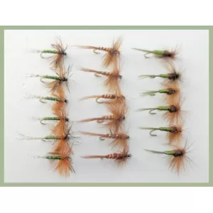 18  Dry Flies - Jingler, Brown Midge, Hatching Olive