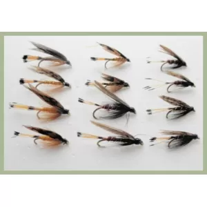 12 Wet Flies - Grouse and Orange, Grouse and Claret