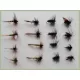 16 Small Hook Dry Flies - Greenwell, Alder and Black and Peacock