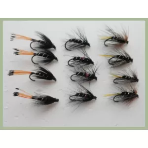 12 BARBLESS Wet Flies - Kate Mclaren, Bibio & Black Pennell