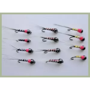 12 Tungsten Bead Perdigon Nymph - Black, Brown & Yellow