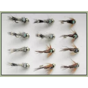 12 Goldhead Nymph - Flash Head Hares Ear and Flash Head Pheasant Tail
