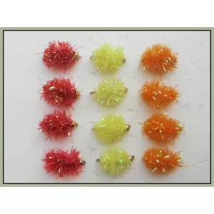 12 Goldhead Egg Fritz, Red,Yellow & Orange