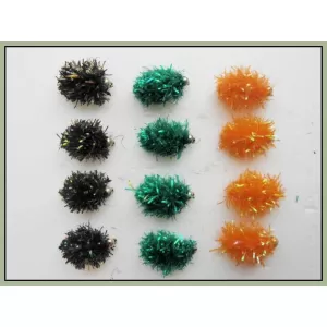 12  Goldhead Egg Fritz, Orange, Black, Green