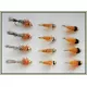 12 Goldhead Oranges Nymph - Toms choice, Aylotts, Hares ear orange collar