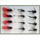12 Barbless Goldhead Nymph, Blacks - Zulu, Black & Silver, Black & Pennel