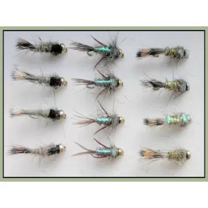 12 Goldhead Nymph - Hares Ear Standard, Hares Ear Flash body, Evil Weevil