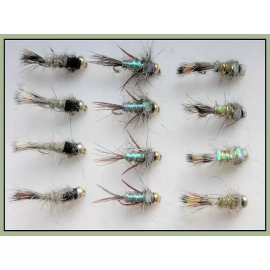 12 Goldhead Nymph - Hares Ear Standard, Hares Ear Flash body, Evil Weevil