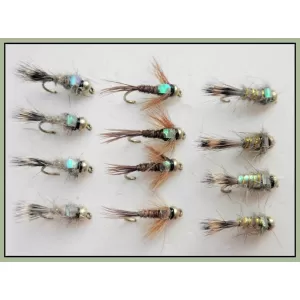 12 Goldhead Nymph - Flash Hares Ear/Pheasant Tail (3 types)