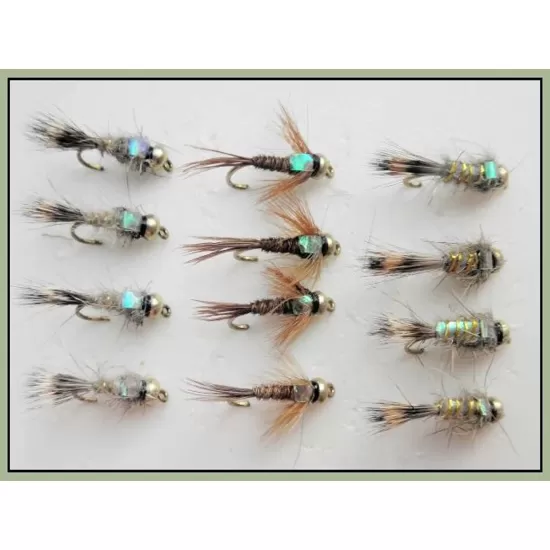 12 Goldhead Nymph - Flash Hares Ear/Pheasant Tail (3 types)