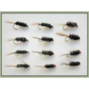 12 Barbless Diawl Bach Nymph Red and Natural