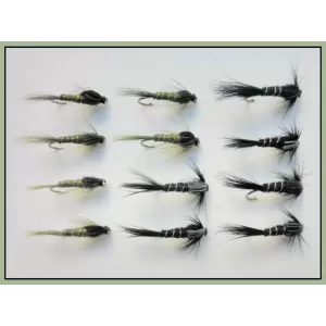 12 Olive and Black Ribbed Nymph