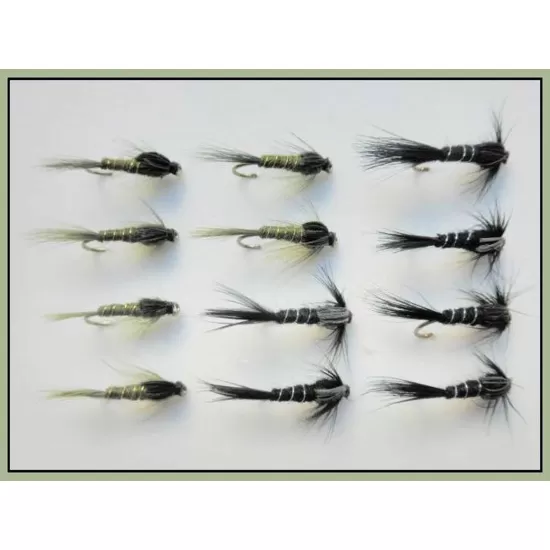12 Olive and Black Ribbed Nymph