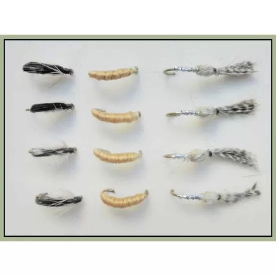 12 Nymph, Caenis,Corixa & Sawyers