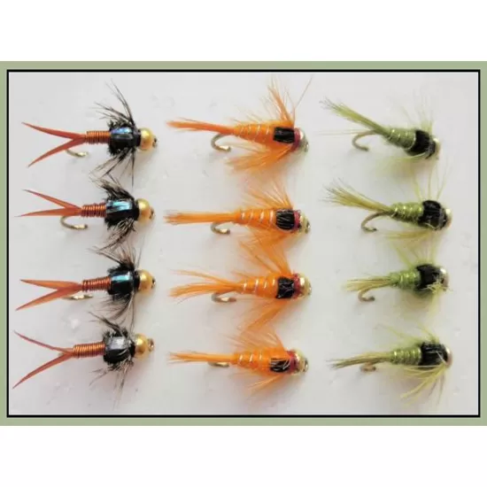 12 Goldhead Nymph - Copper John, Orange & Olive