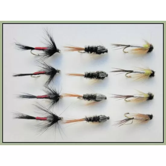 12 Nymph, Tiger, Hatching Sedge, Iron Blue