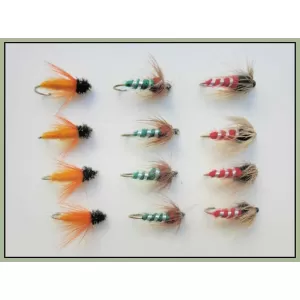 12 Nymph, Aylotts, Red & Green Sedge Pupa