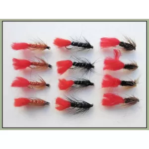 12 Wet Flies - Zulu,Red Tag, Soldier Palmer